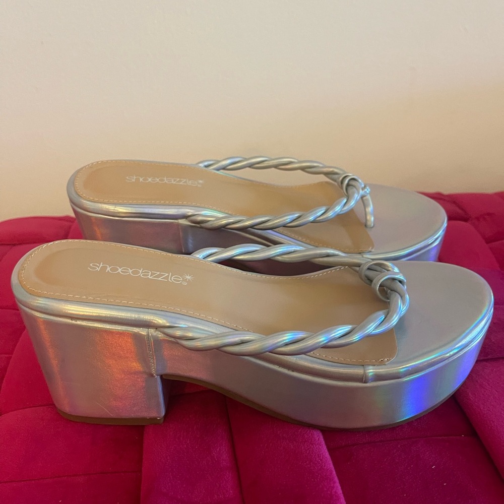 Silver Flatform Sandals